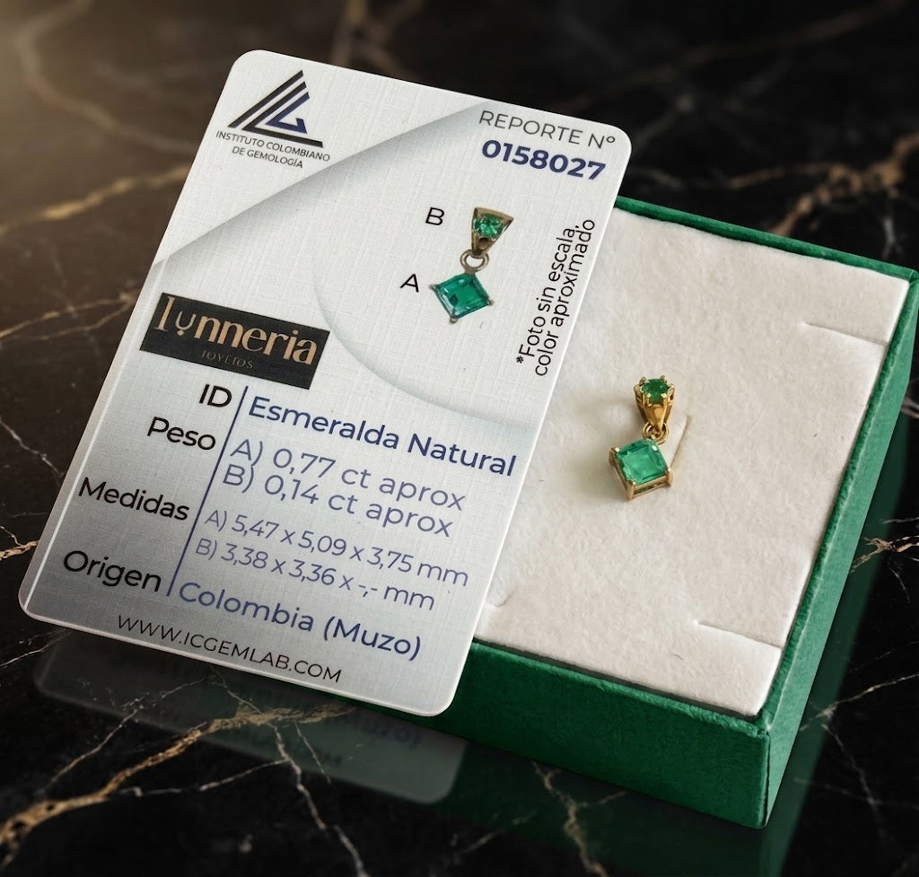 ✦ Dije Esmeralda Natural de Muzo en Oro 18K — Certificado ICG (Pieza Única)