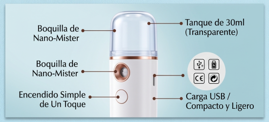 Nano Spray Facial Portátil: Piel Radiante e Hidratada 24/7