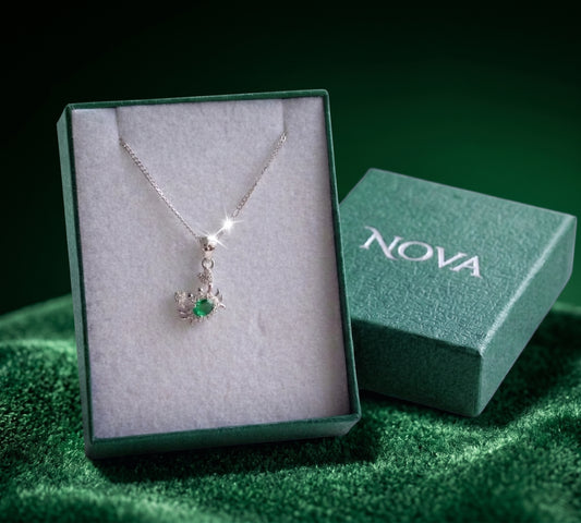 ✦ Cadena Plata 925 Dije Cangrejo Esmeralda