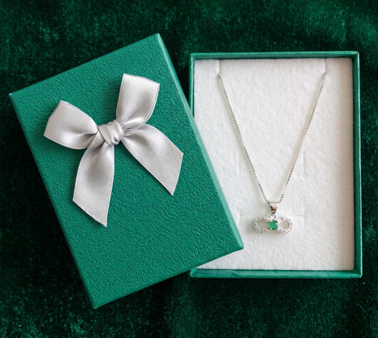 ✦ Cadena Plata 925 Dije Infinito Esmeralda